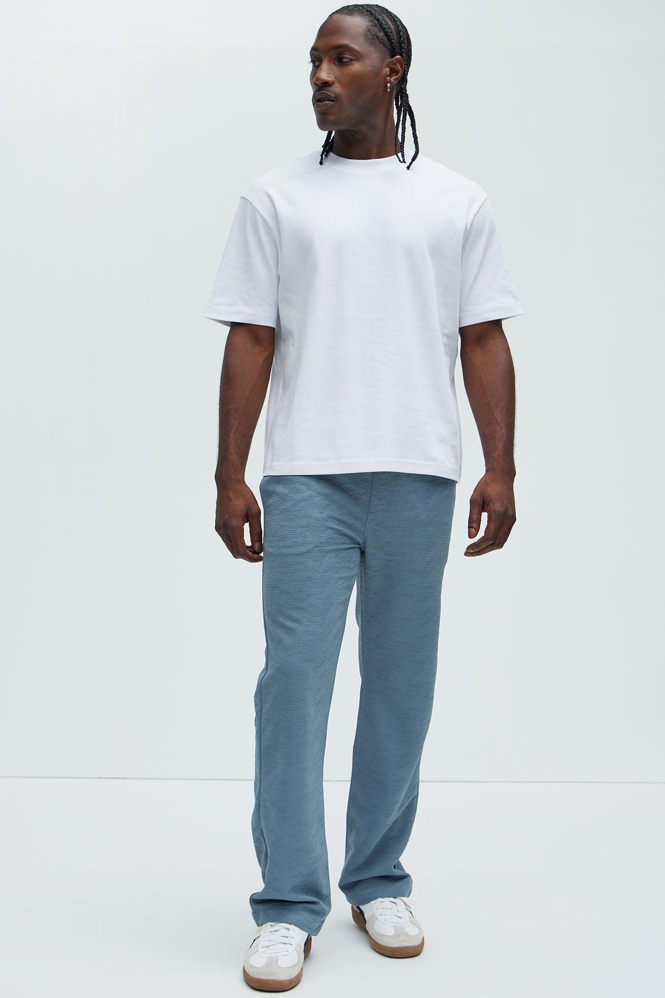 Blaze Textured Straight Pants - Blue Product Image