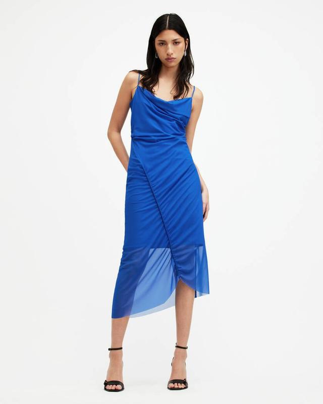 Ulla Mesh Draped Midi Dress Product Image