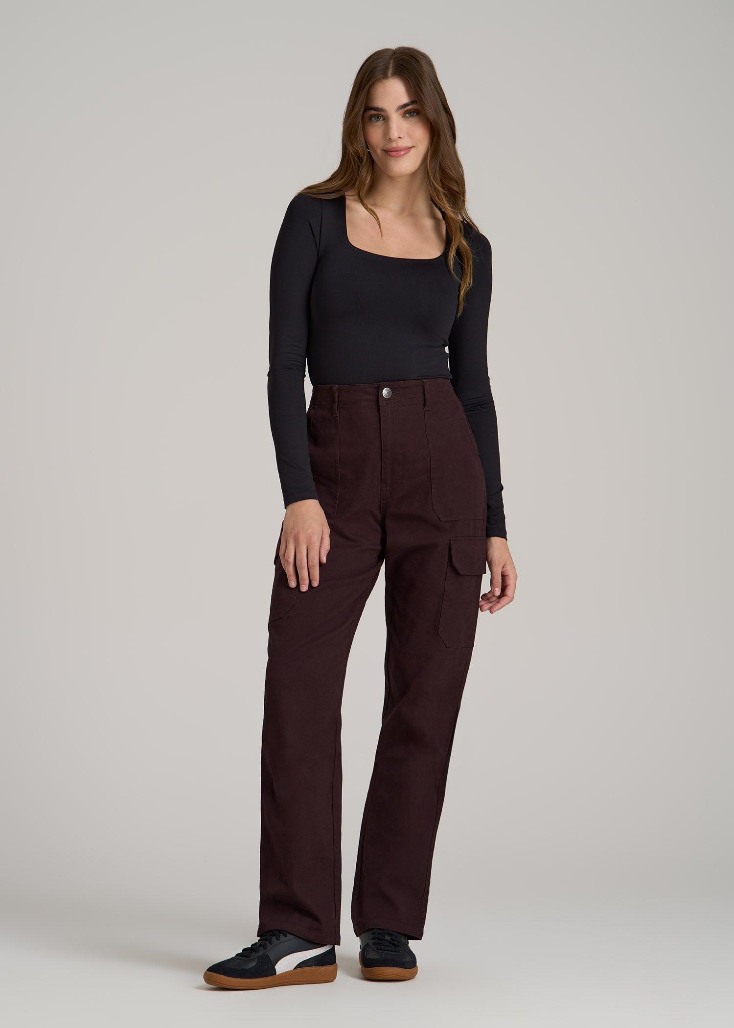 Straight Leg Cargo Chino Pants for Tall Women in Oxblood Product Image