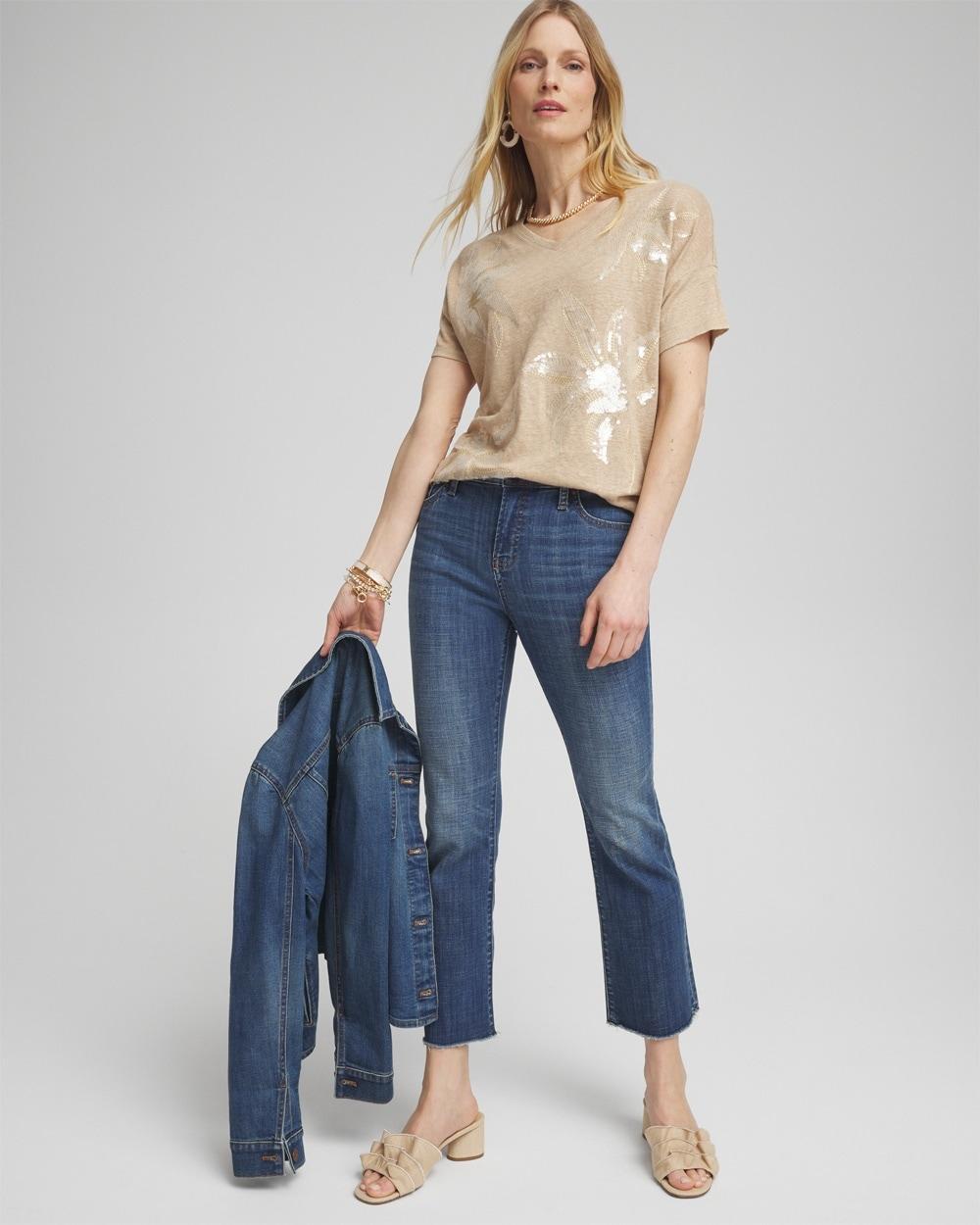 Neutral Sequin Embellished Tee Product Image