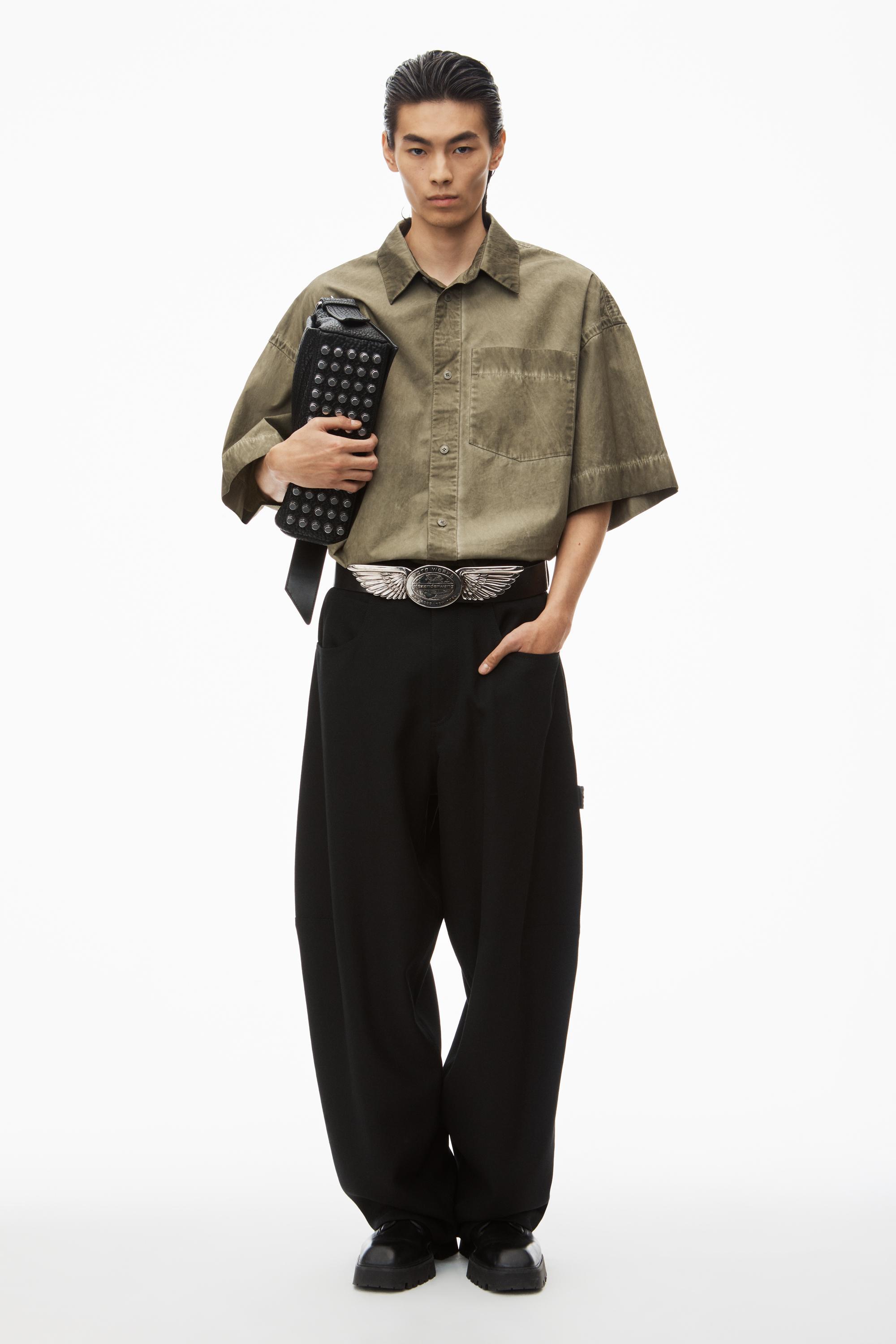 Oversized Short Sleeve Button Up Shirt In Cotton Product Image