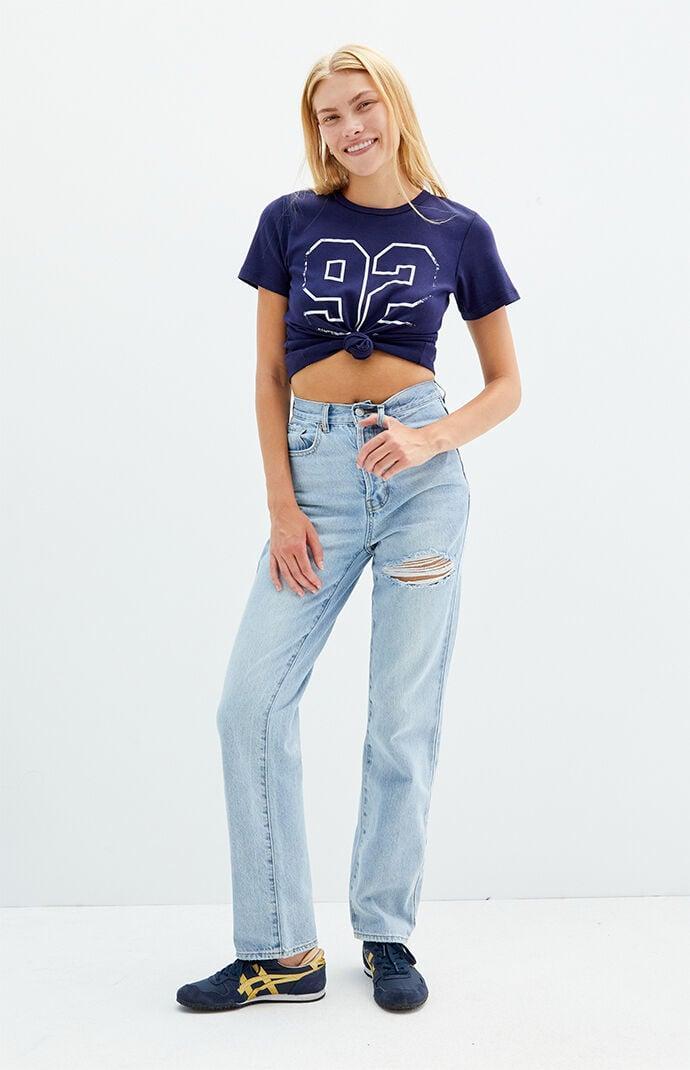 Women's Light Indigo Ripped Dad Jeans product image