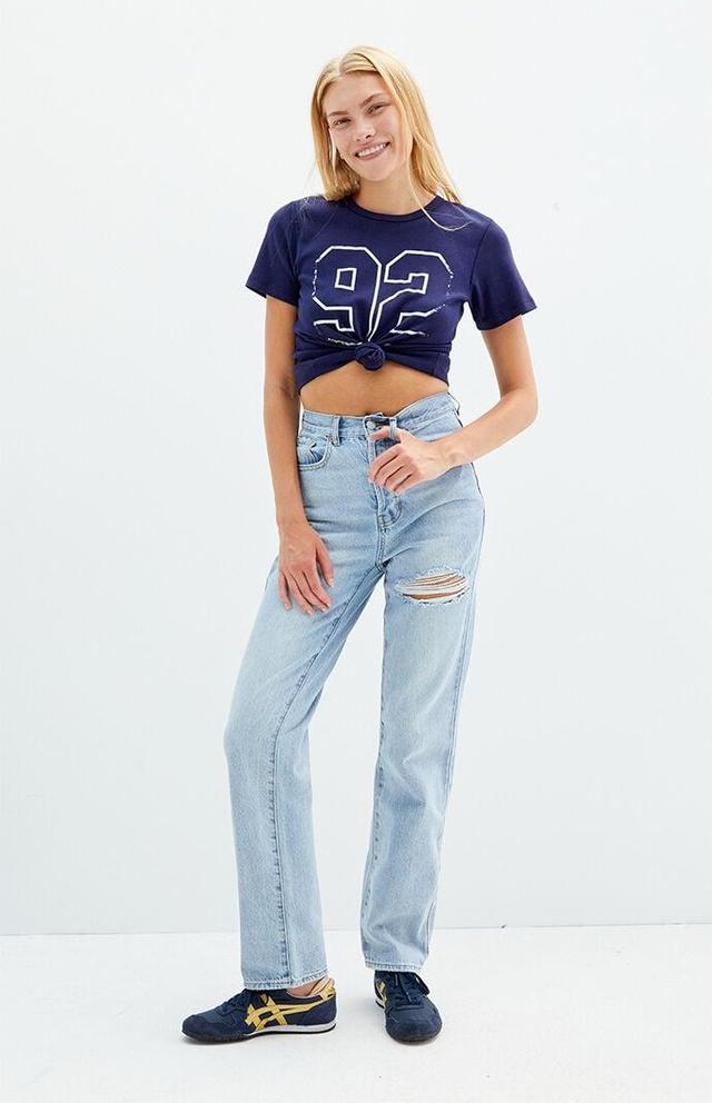 Women's Light Indigo Ripped Dad Jeans Product Image