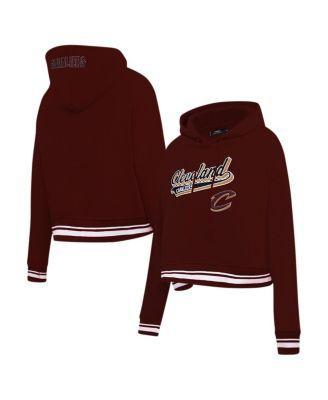 Womens Pro Standard Wine Cleveland Cavaliers Script Tail Cropped Pullover Hoodie Product Image