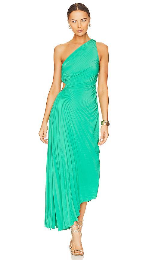 Womens Delfina Pleated One-Shoulder Gown Product Image