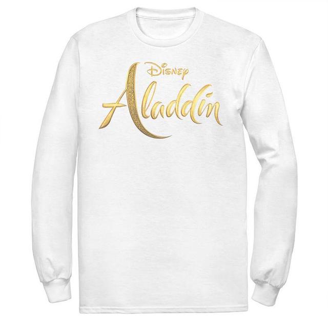 Disneys Aladdin Mens Logo Long Sleeve Graphic Tee White Product Image