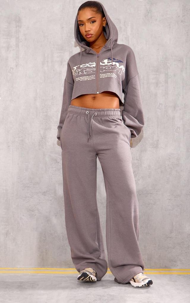 Charcoal Graphic Oversized Wide Leg Joggers Product Image