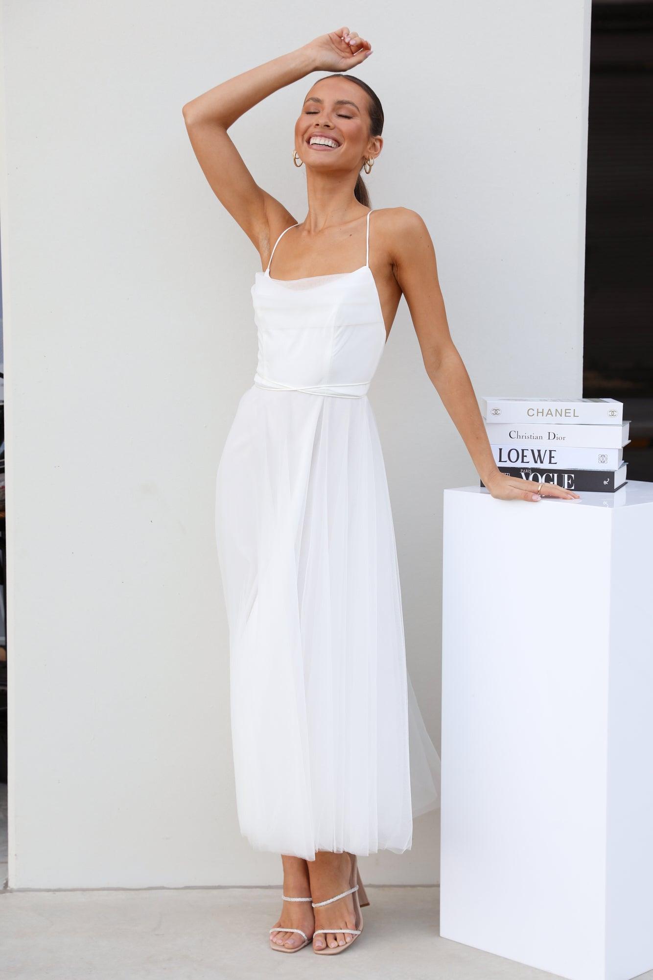 Signal My Way Tulle Midi Dress White product image