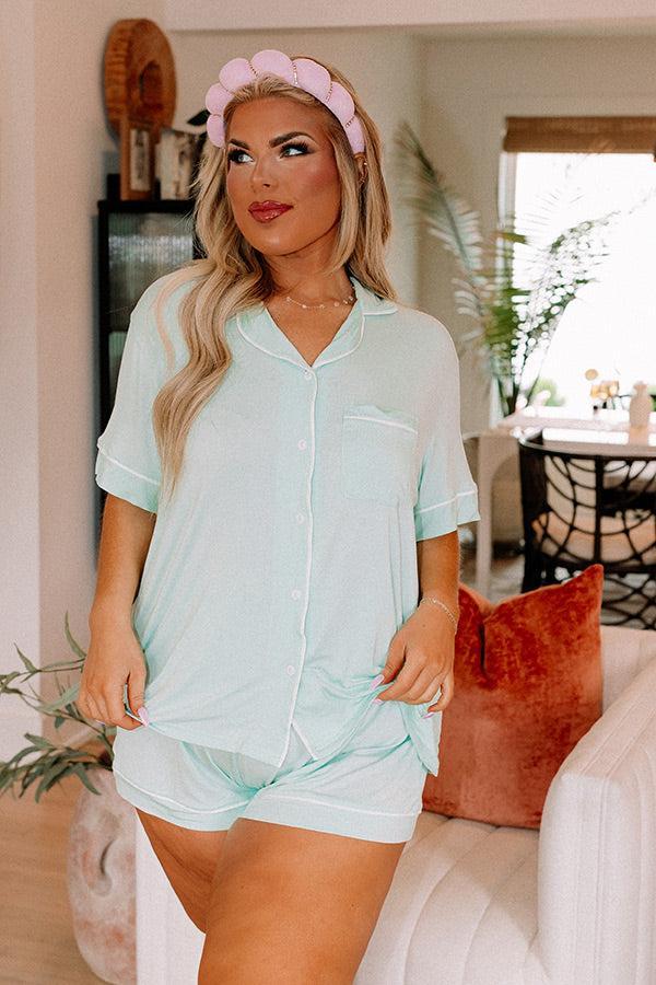 Classic Cuddles Pajama Top In Mint Curves Product Image