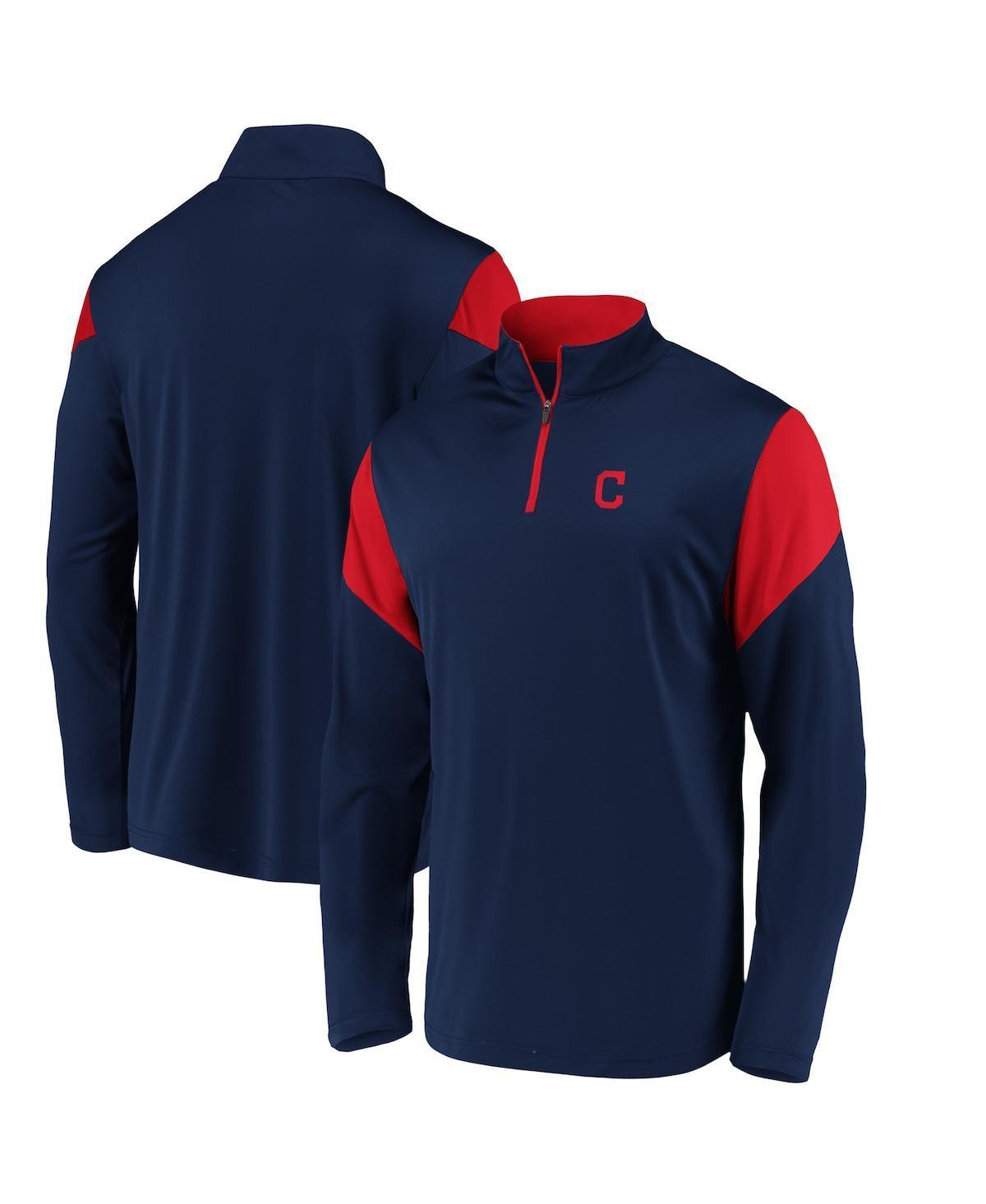 Mens Fanatics Navy Cleveland Guardians Primary Logo Quarter-Zip Jacket Product Image