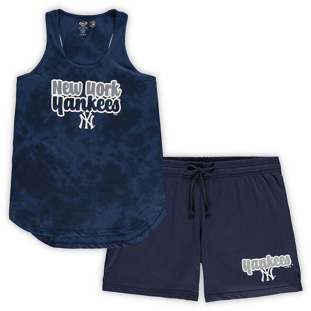 Womens Concepts Sport New York Yankees Plus Size Cloud Tank Top & Shorts Sleep Set Blue Product Image