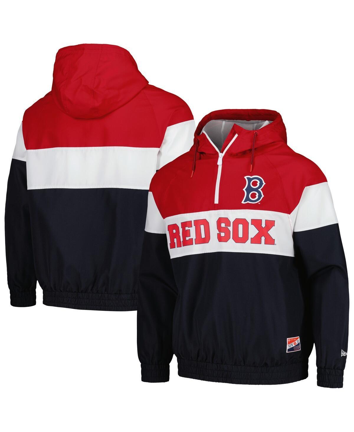 Mens New Era Boston Red Sox Ripstop Raglan Quarter-Zip Hoodie Windbreaker Jacket Blue Product Image