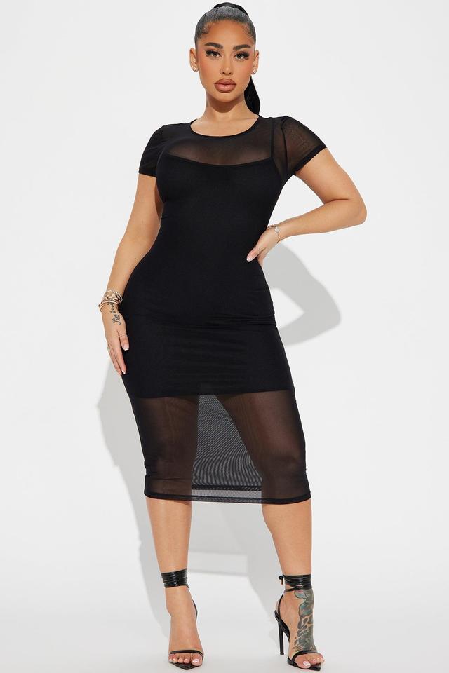 Mesh Midi Dress - Black Product Image