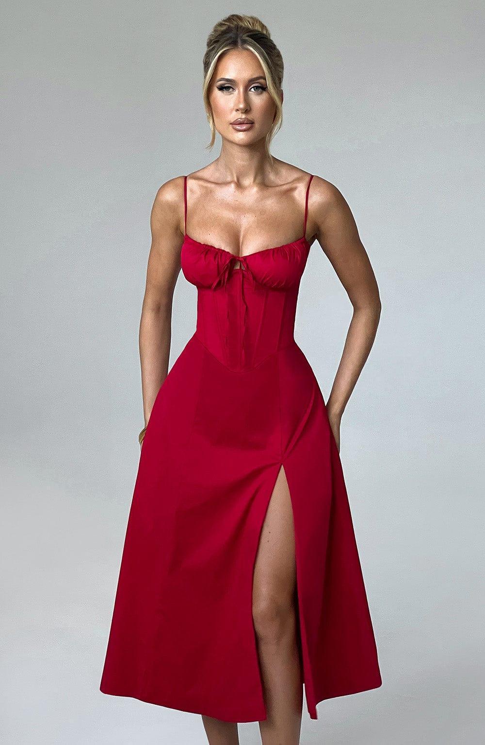 Deanna Midi Dress - Red Product Image