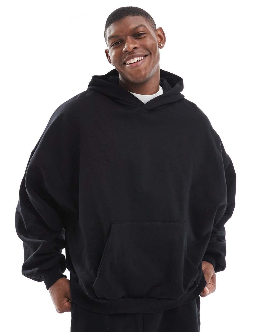 ASOS DESIGN premium heavyweight extreme oversized hoodie 400gsm in black Product Image