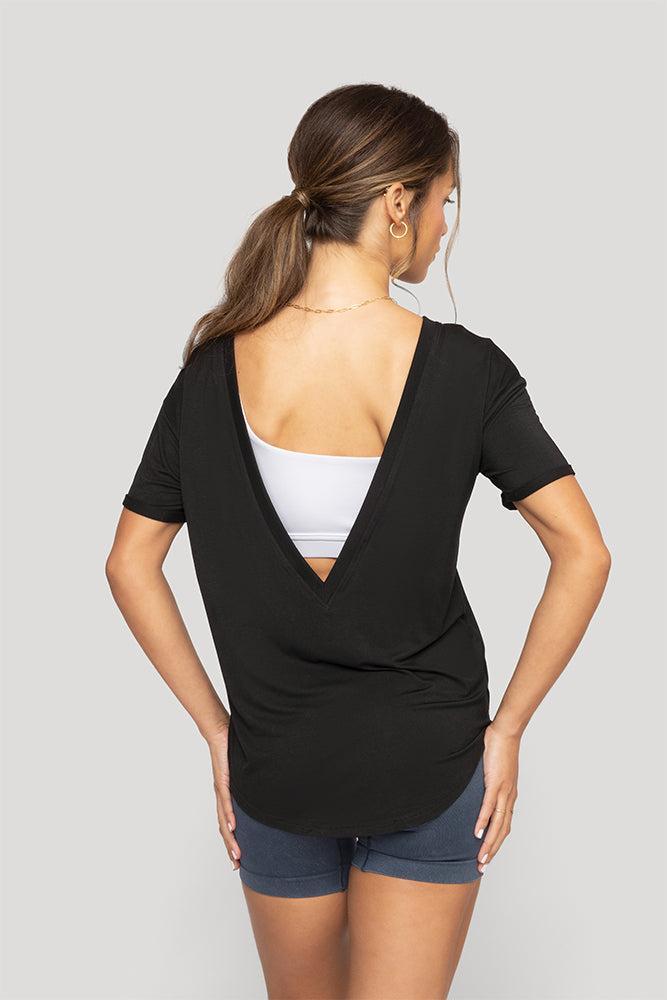 Reversible Deep V Tee - Black Product Image