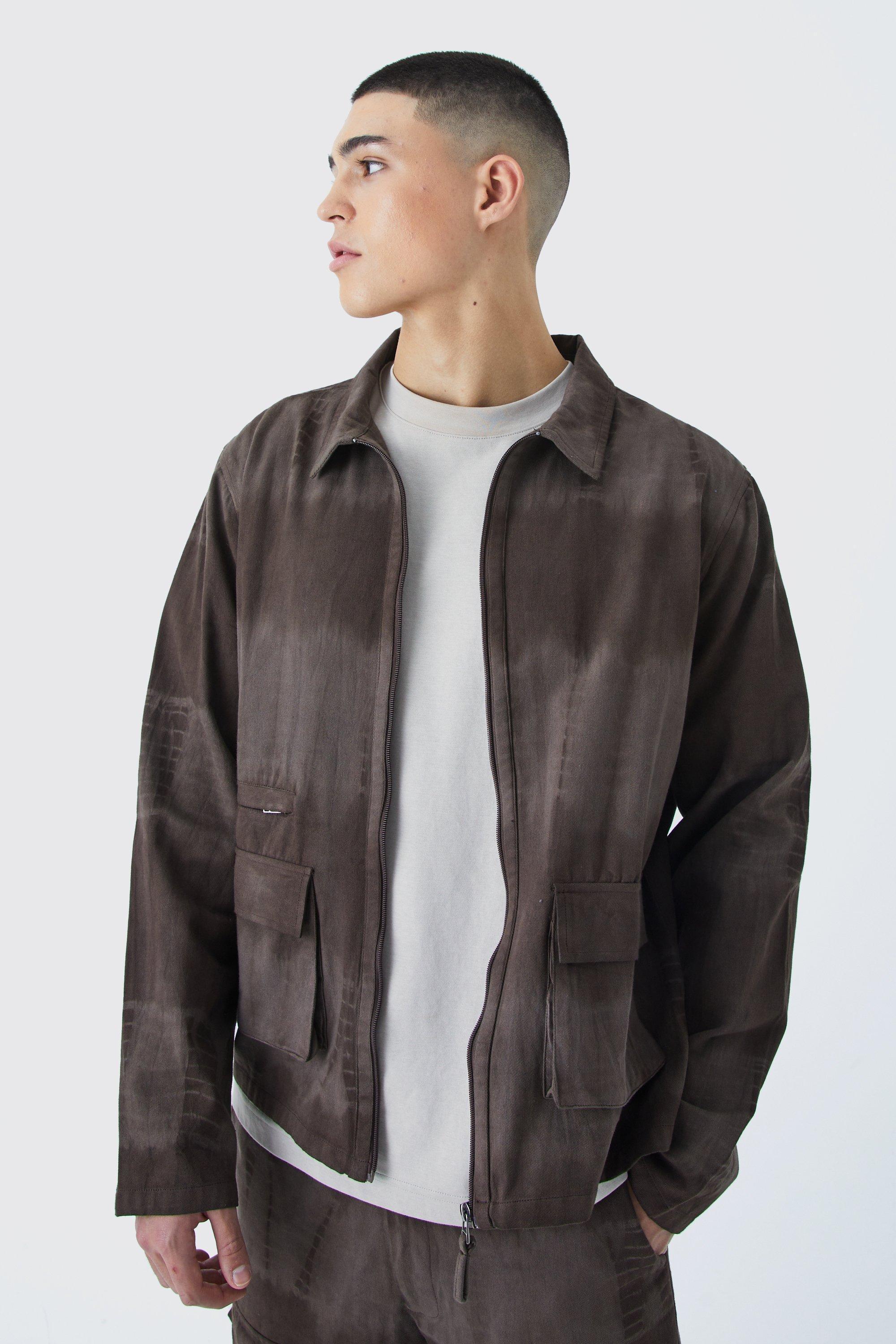 Twill Tie Dye Harrington Jacket | boohooMAN USA Product Image