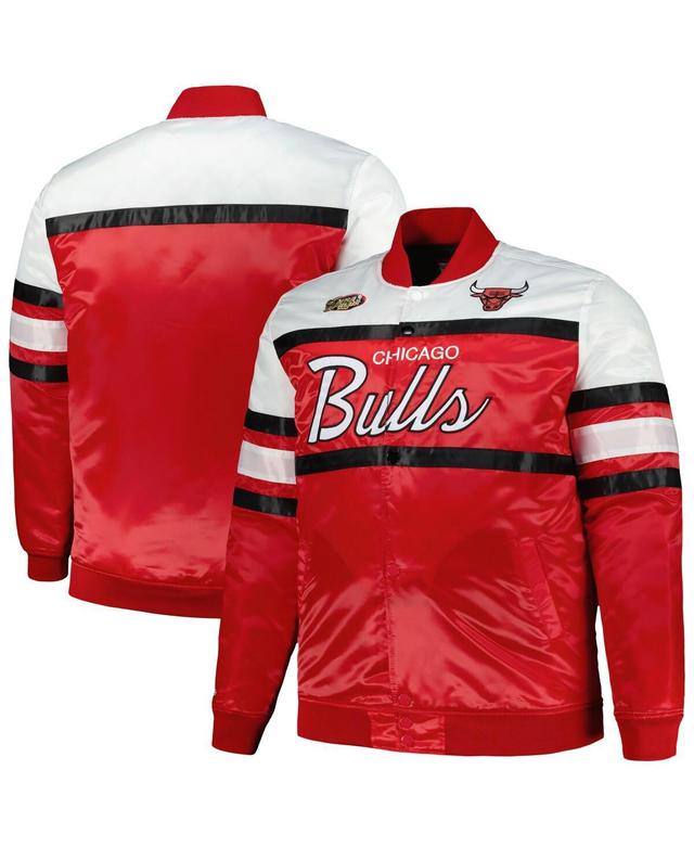 Mens Mitchell & Ness /White Chicago Bulls Big & Tall Heavyweight Full-Snap Satin Jacket Product Image