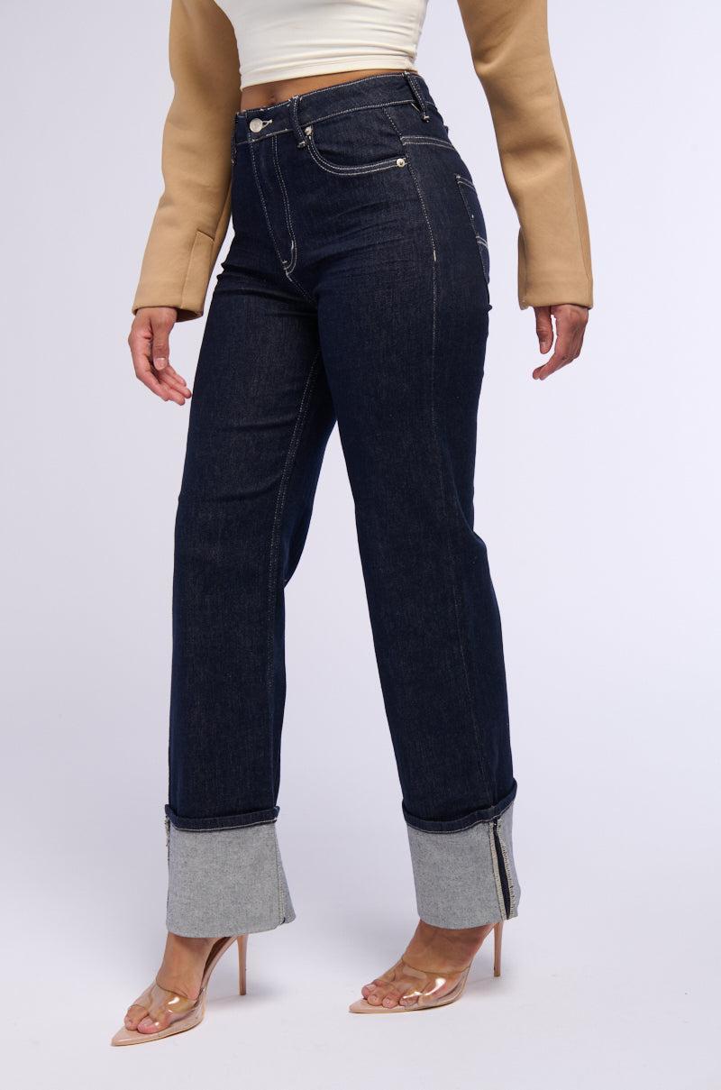 RILEY CUFFED HEM RELAXED FIT DENIM Product Image