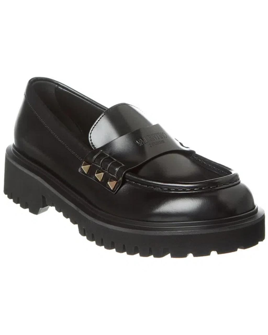 Rockstud Lug Sole Loafer In Black product image