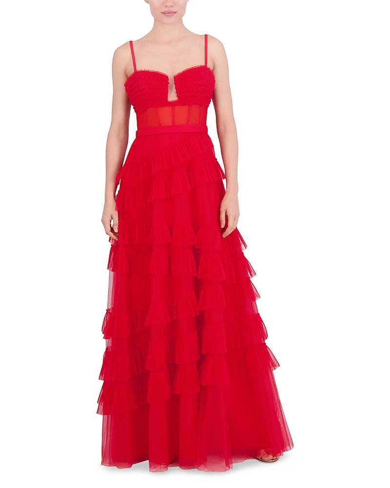 Womens Corset Tulle Ruffled Gown Product Image