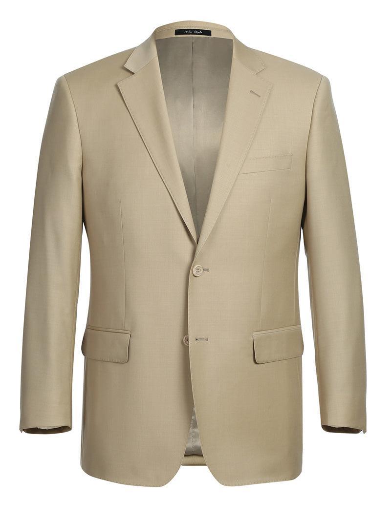 Bevagna Collection - Beige 100% Virgin Wool Regular Fit Pick Stitched 2 Piece Suit product image