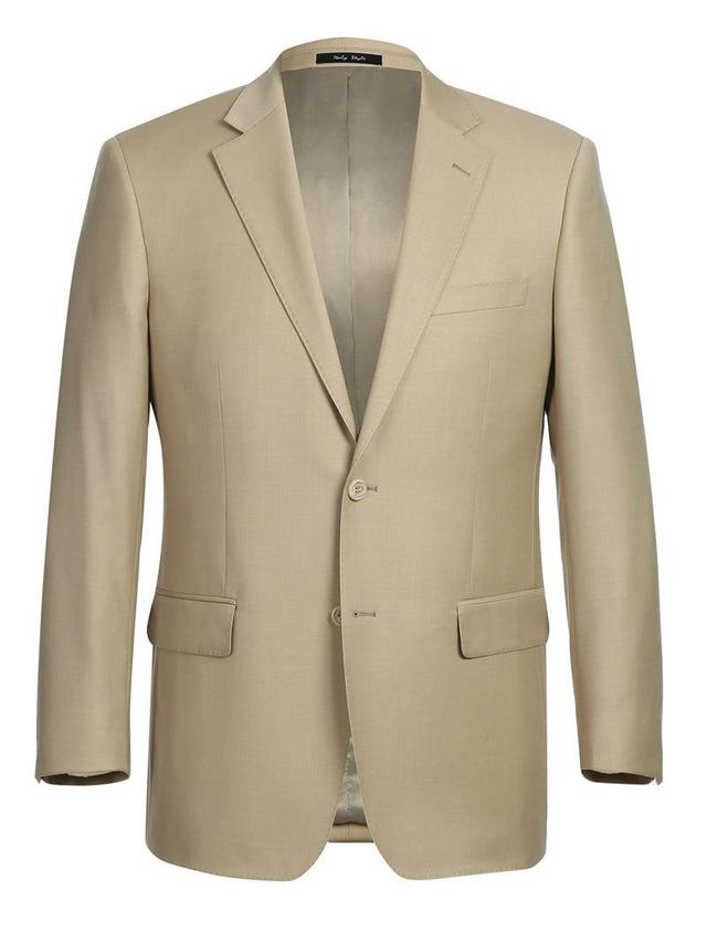 Bevagna Collection - Beige 100% Virgin Wool Regular Fit Pick Stitched 2 Piece Suit Product Image