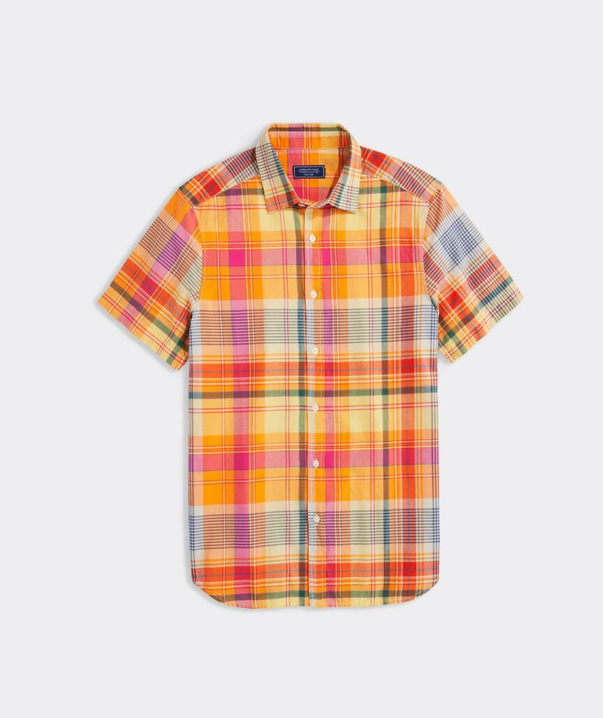 Cotton Madras Short-Sleeve Plaid Shirt Product Image