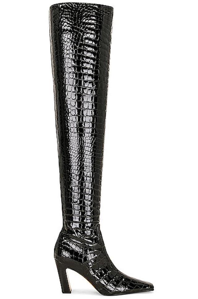 KHAITE Marfa Croco Over-the-knee Boots In Black Product Image