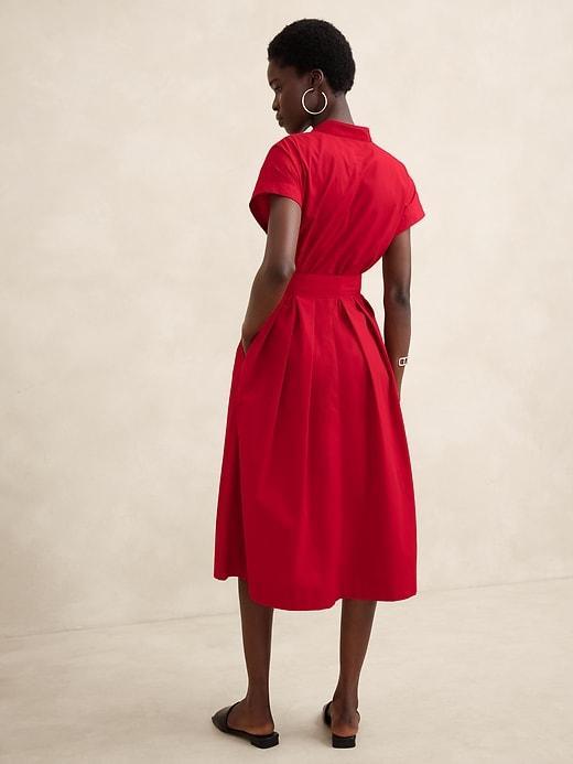 Poplin Tie-Waist Midi Dress Product Image