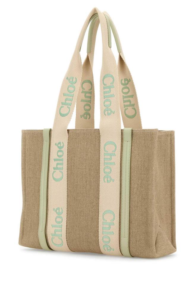 CHLOÉ Chloe Woman Multicolor Linen Woody Shopping Bag Product Image