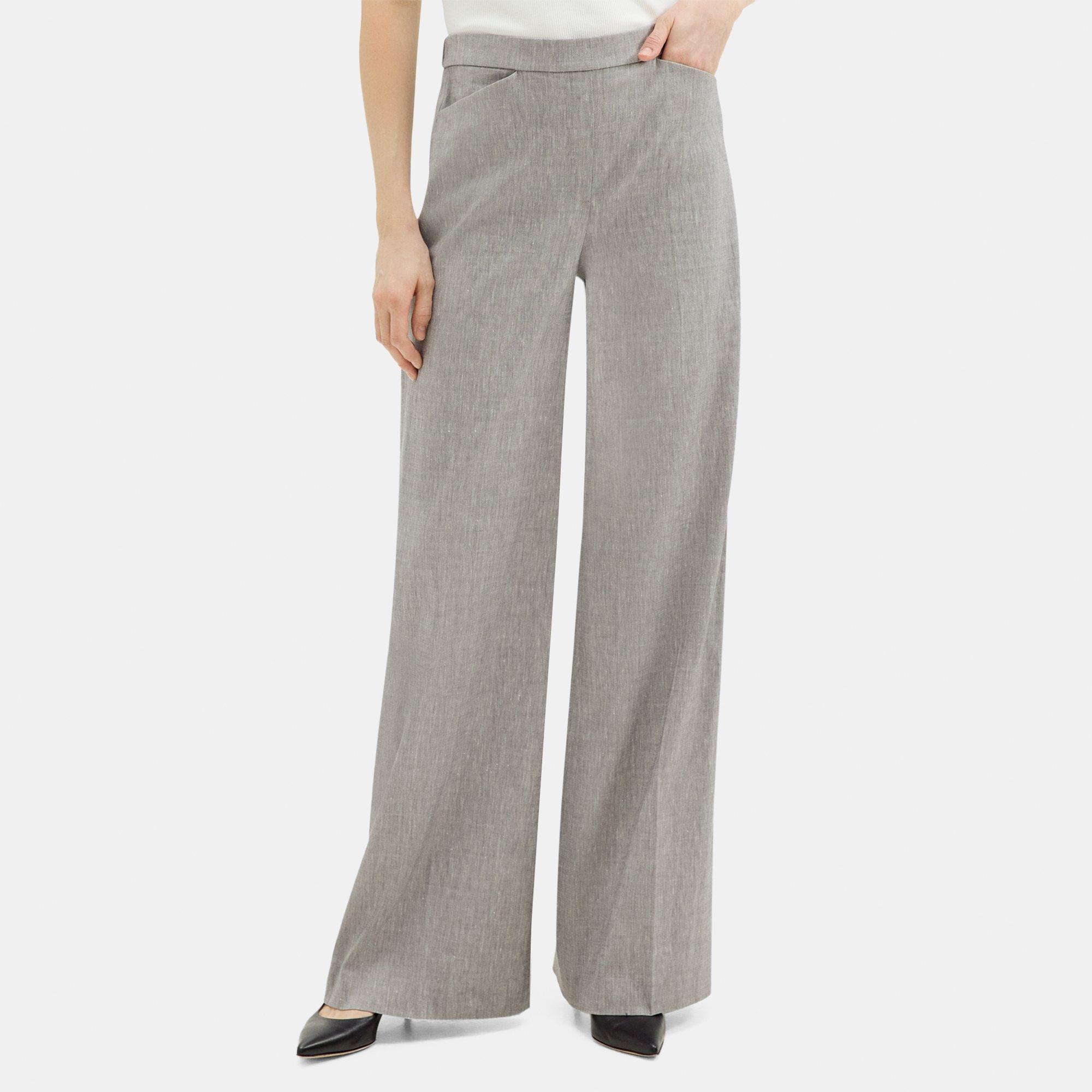 Stretch Linen Mélange Wide-Leg Pull-On Pant | Theory Outlet Product Image