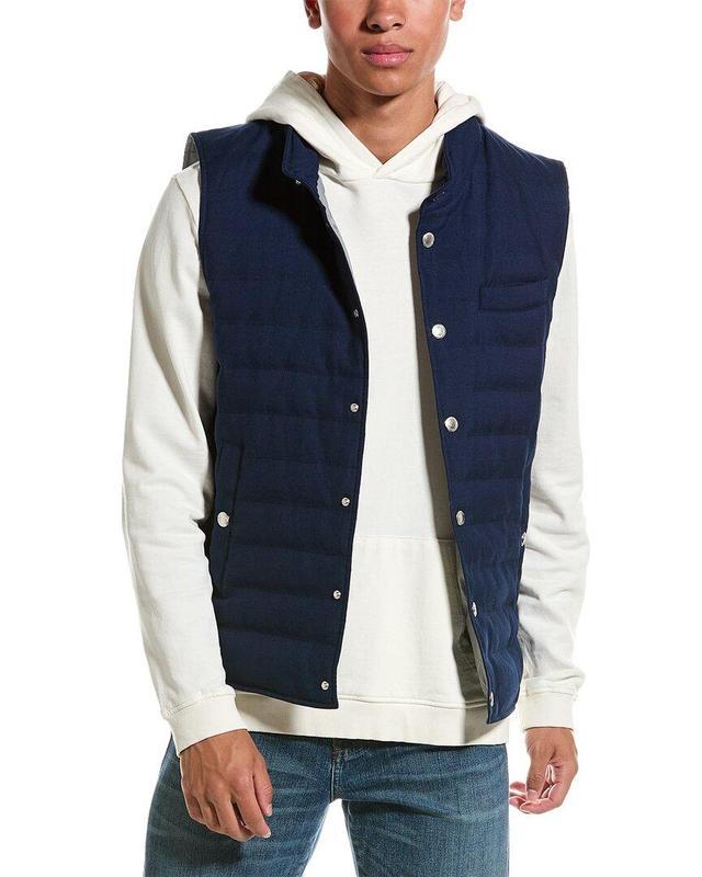 Linen & Wool-blend Down Vest In Blue Product Image