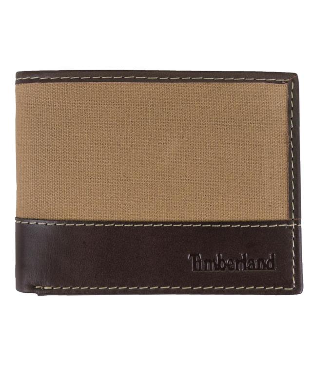 Timberland Mens Canvas Billfold Leather Wallet - Khaki Product Image