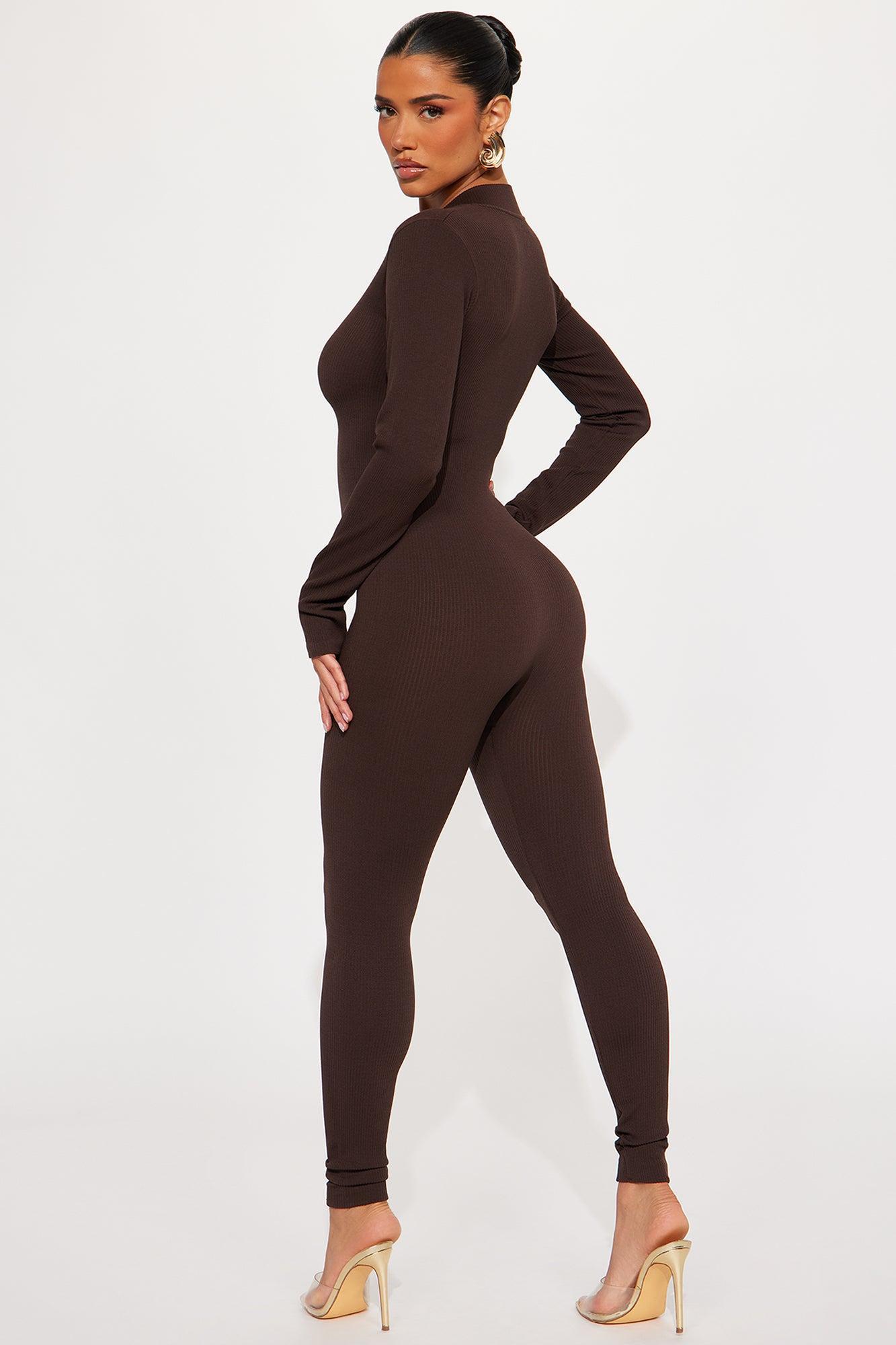 Chloe Seamless Jumpsuit - Chocolate Product Image