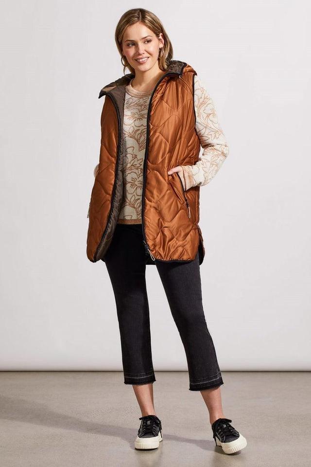 Reversible Hooded Puffer Vest with Hi-Low Hem Product Image