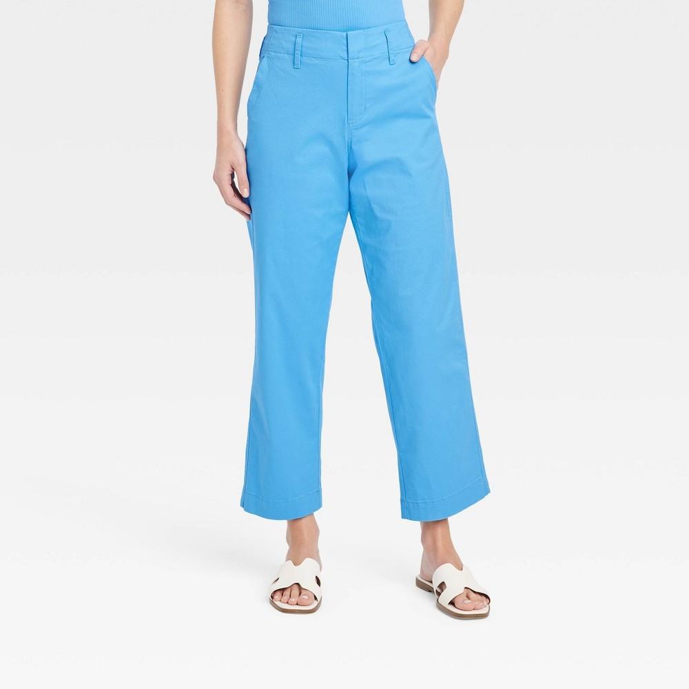 Womens High-Rise Straight Ankle Chino Pants - A New Day Blue 6 Product Image