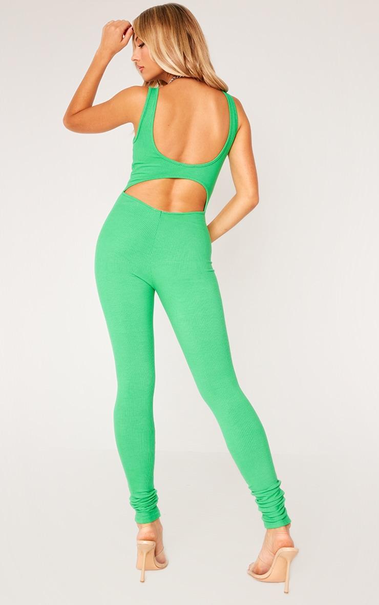 Green Rib Sleeveless Skinny Leg Jumpsuit product image