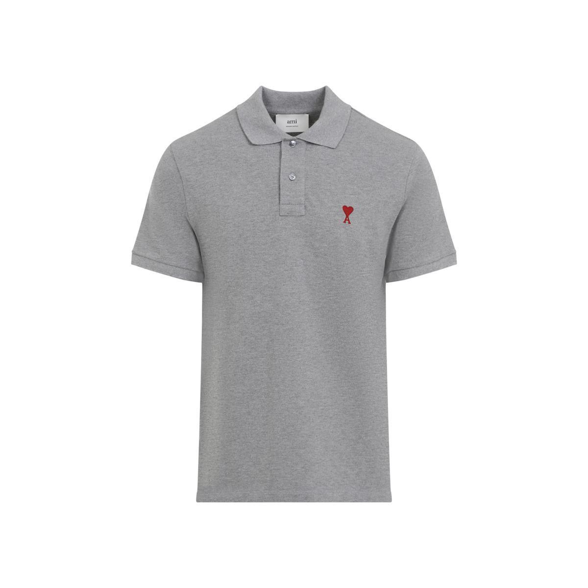 Ami De Coeur Organic Cotton Polo Shirt In Grey Product Image