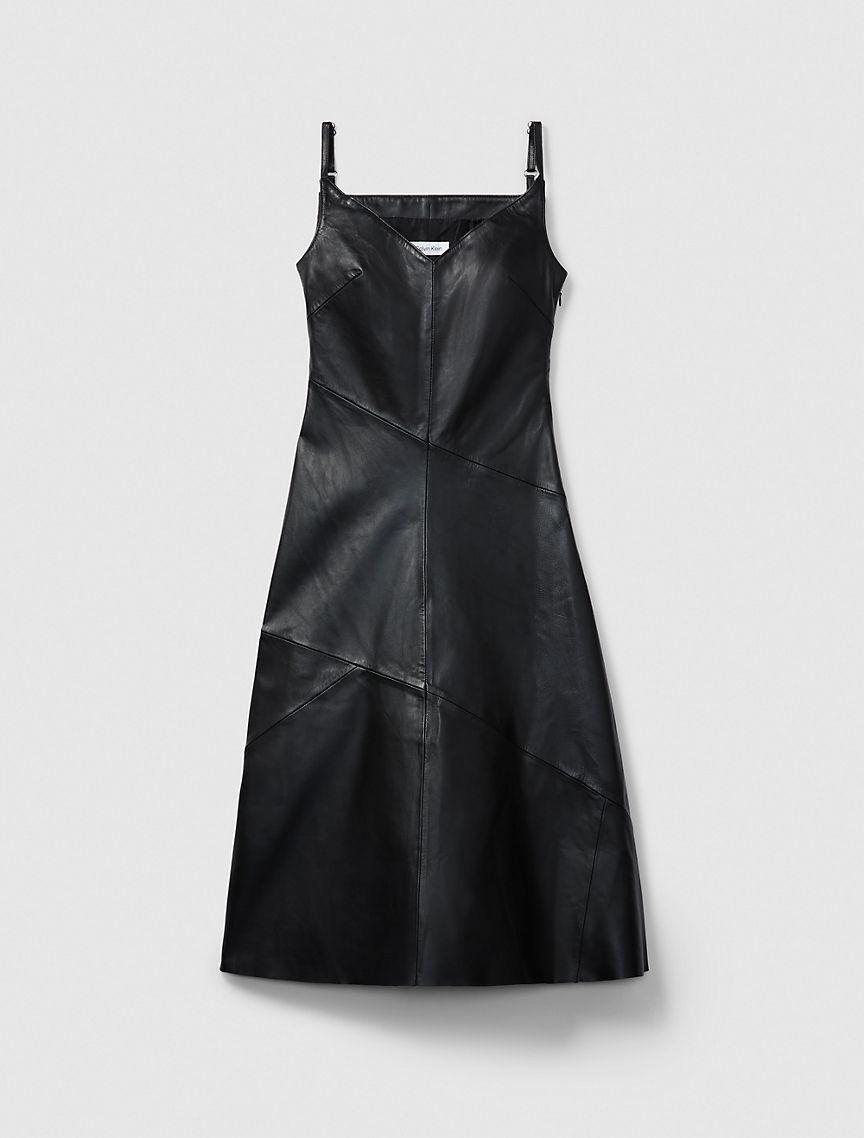 Leather Sleeveless Midi Dress Product Image