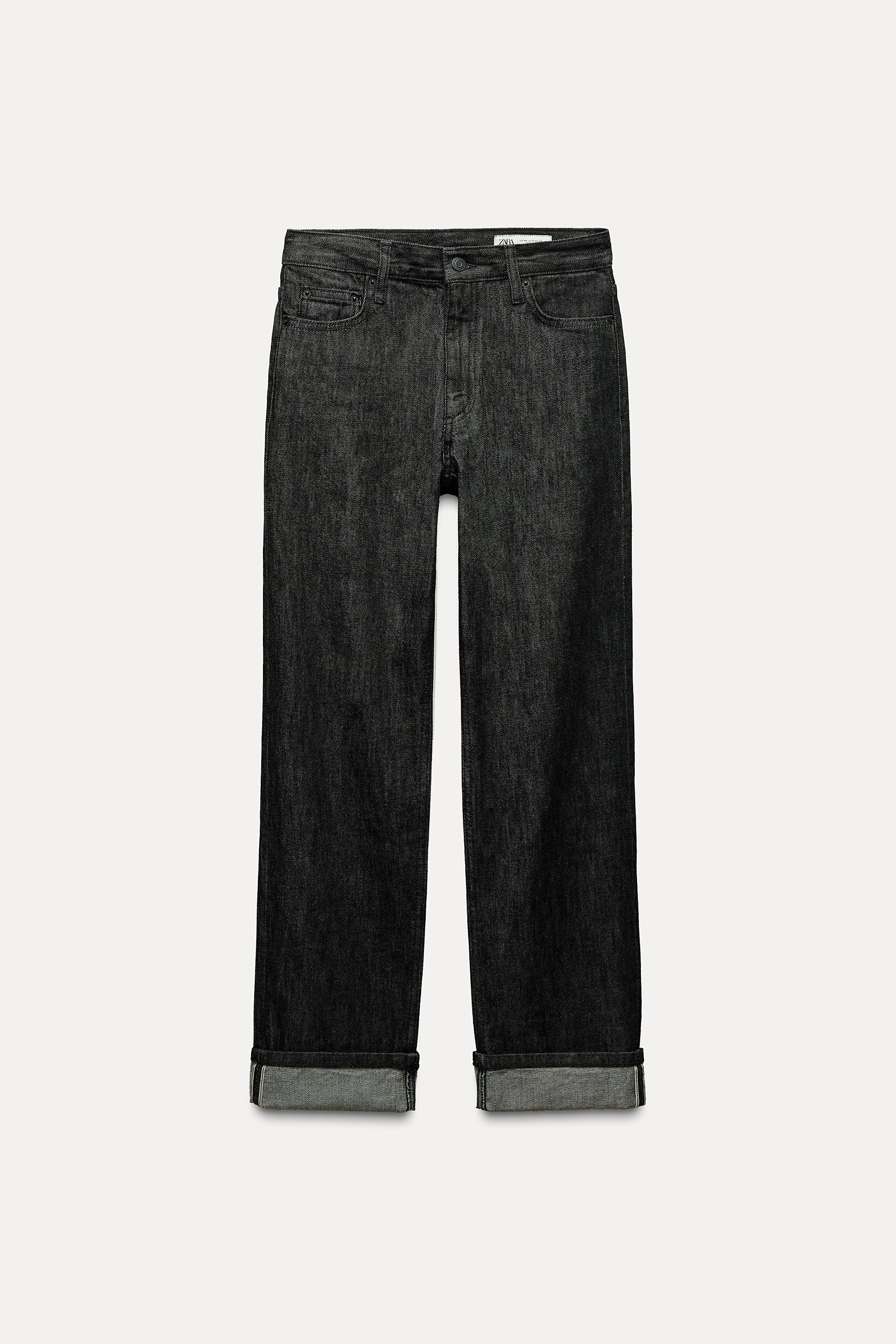 STRAIGHT CUT MID RISE SELVEDGE JEANS ZW COLLECTION Product Image