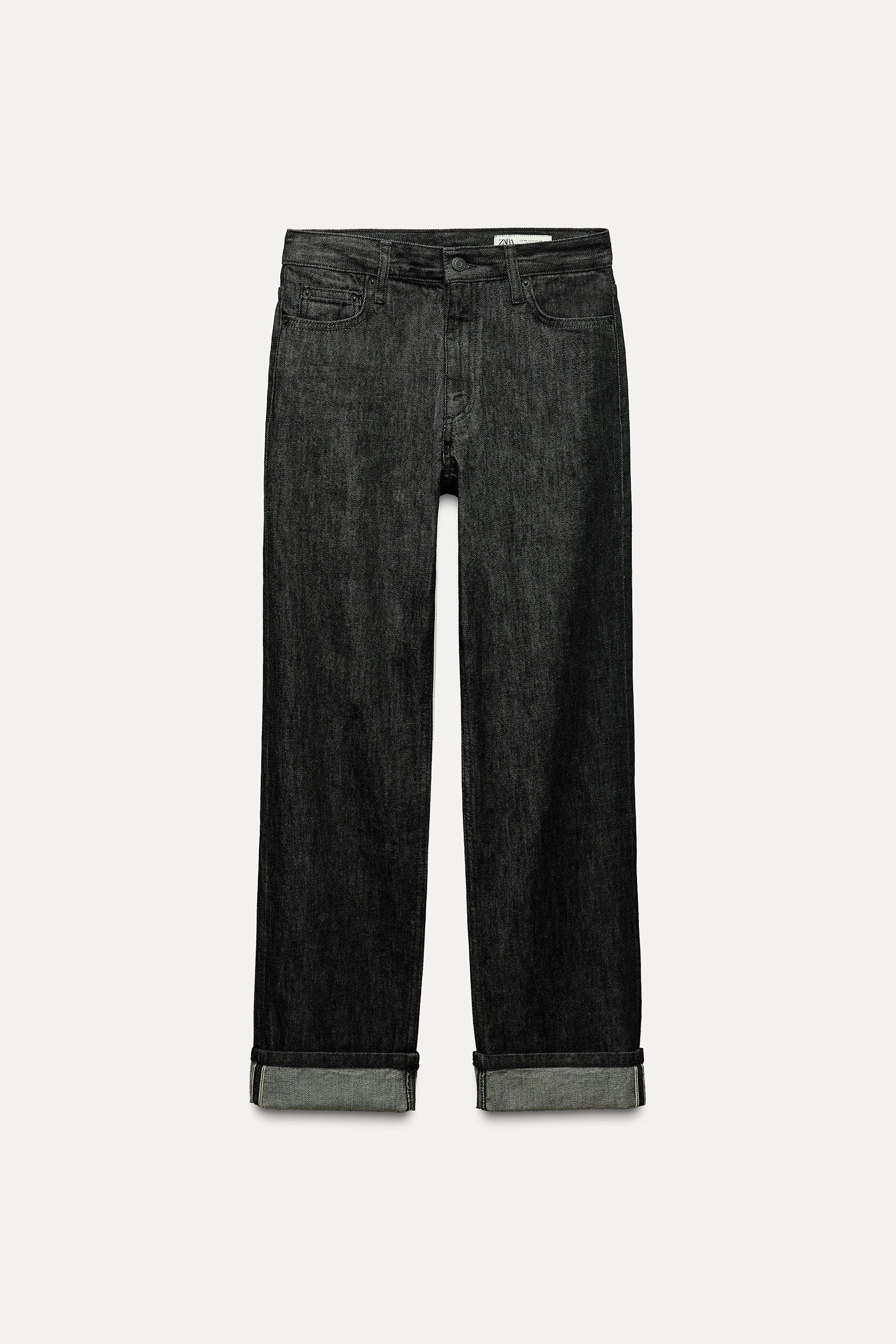 STRAIGHT CUT MID RISE SELVEDGE JEANS ZW COLLECTION Product Image