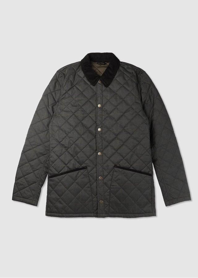 BARBOUR Mens Checked Heritage Liddesdale Quilt Jacket In Green Fabric Product Image