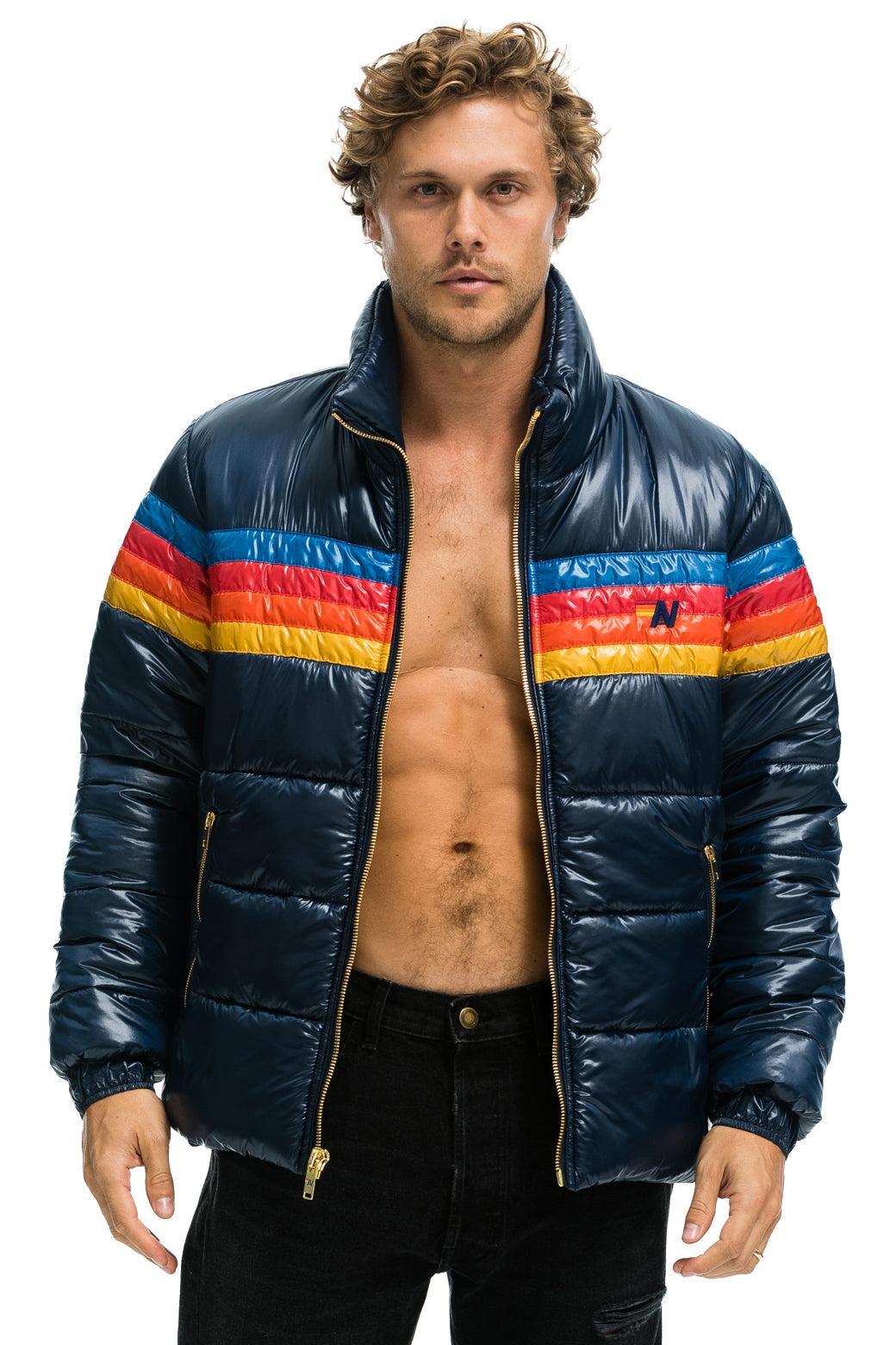 4 STRIPE LUXE TRAVELER JACKET - GLOSSY DEEP BLUE Male Product Image