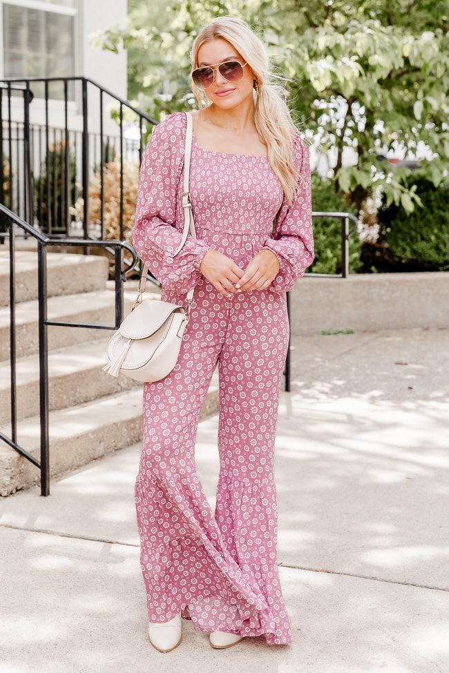 Aware of This Mauve Daisy Flare Jumpsuit FINAL SALE Product Image