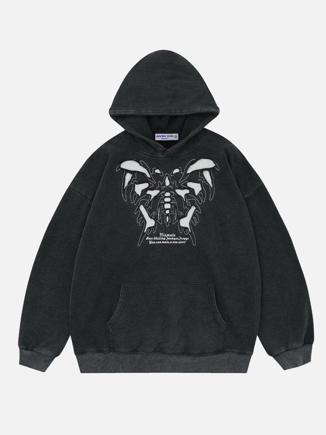 Aelfric Eden Washed Skeleton Butterfly Hoodie Product Image