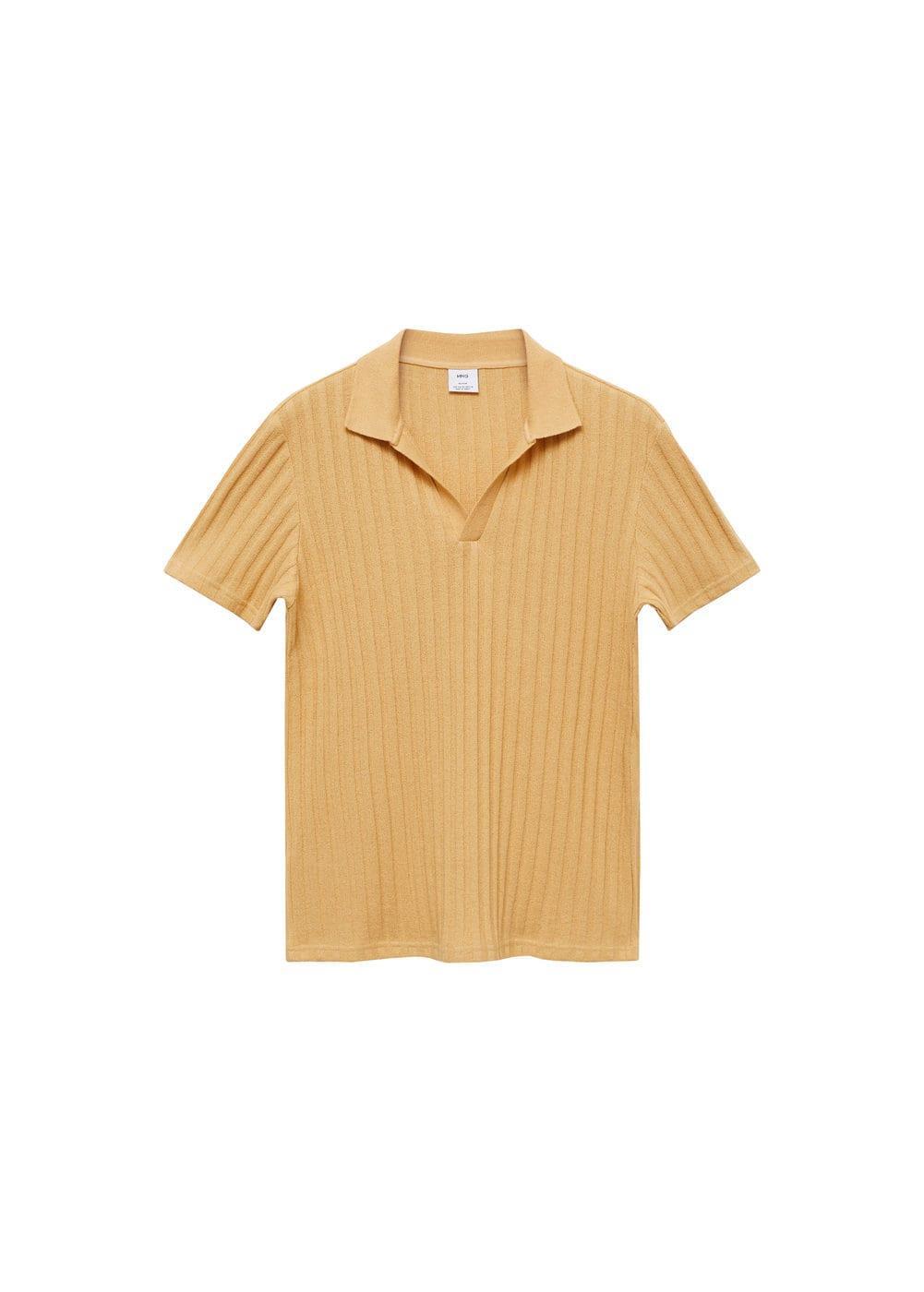 MANGO MAN - Regular fit ribbed cotton polo shirt yellowMen Product Image