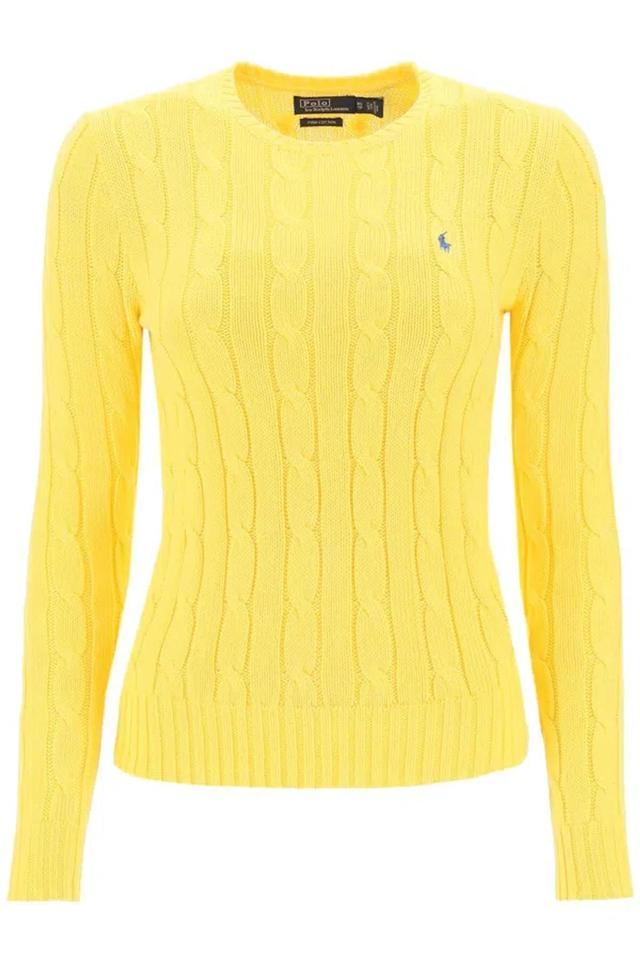 POLO RALPH LAUREN Cable Knit Cotton Sweater In Yellow Product Image