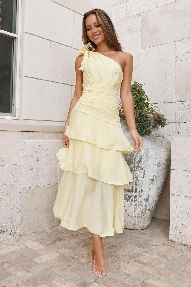 Events In The Garden One Shoulder Midi Dress Yellow Product Image