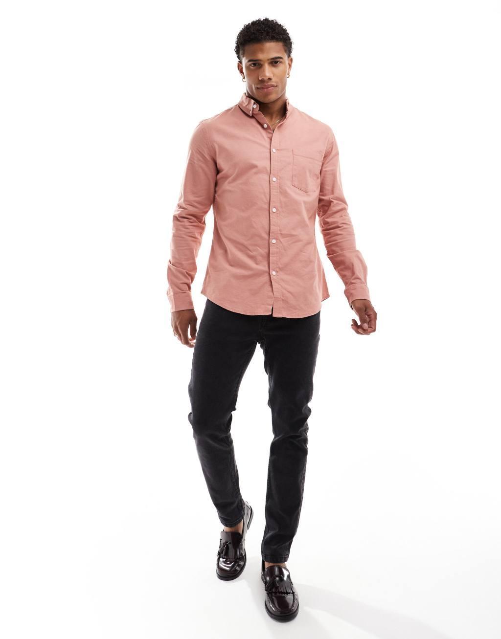 ASOS DESIGN slim oxford shirt in copper Product Image